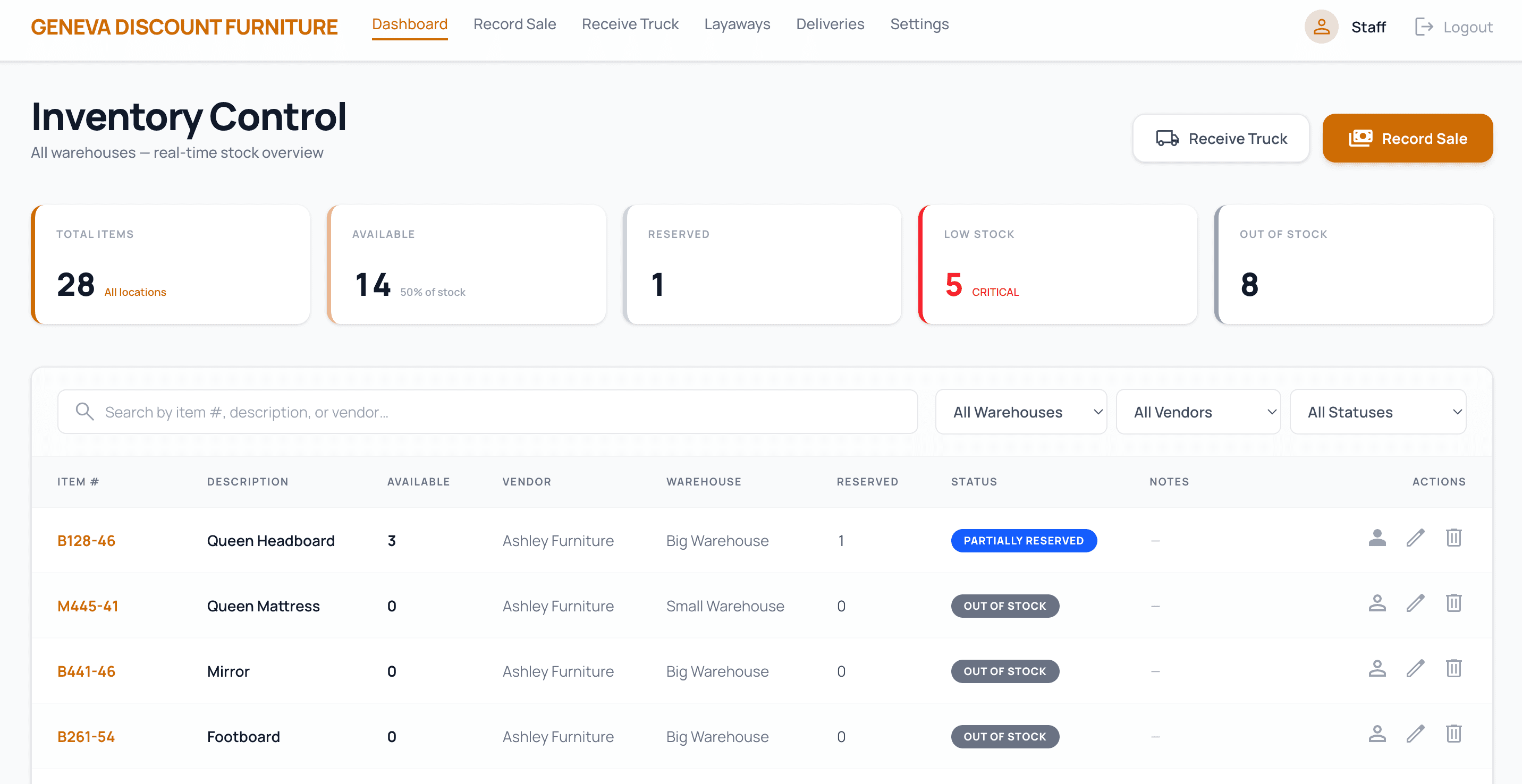 Geneva Discount Furniture Inventory System